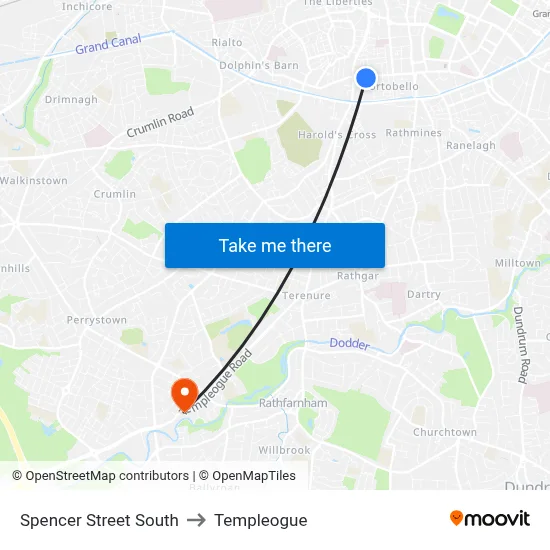 Spencer Street South to Templeogue map