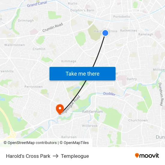 Harold's Cross Park to Templeogue map