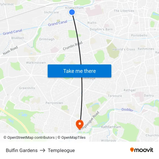 Bulfin Gardens to Templeogue map