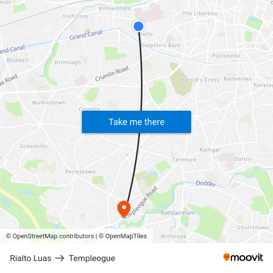 Rialto Luas to Templeogue map