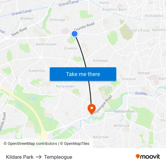 Kildare Park to Templeogue map