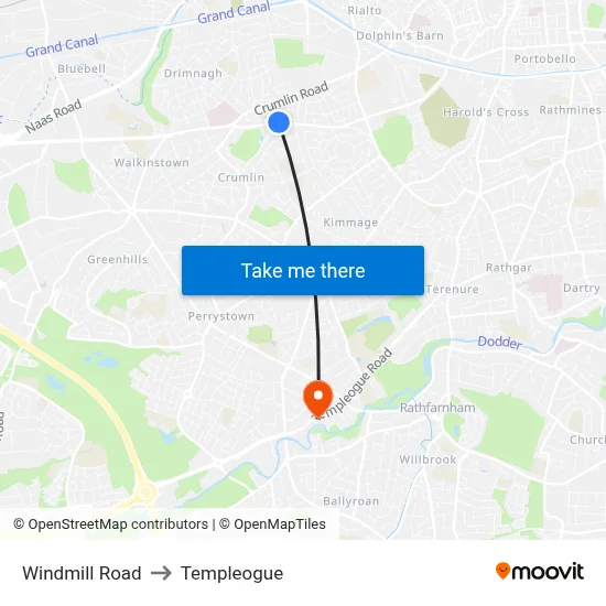 Windmill Road to Templeogue map