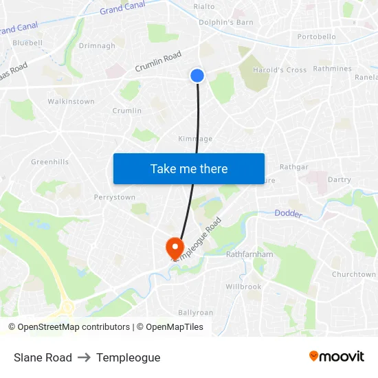 Slane Road to Templeogue map
