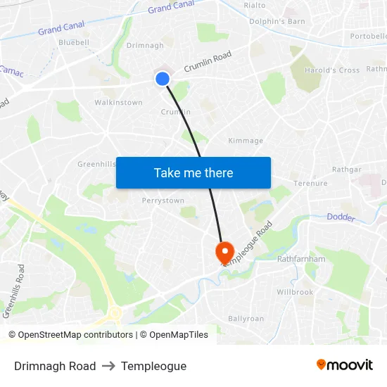 Drimnagh Road to Templeogue map