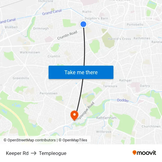 Keeper Rd to Templeogue map