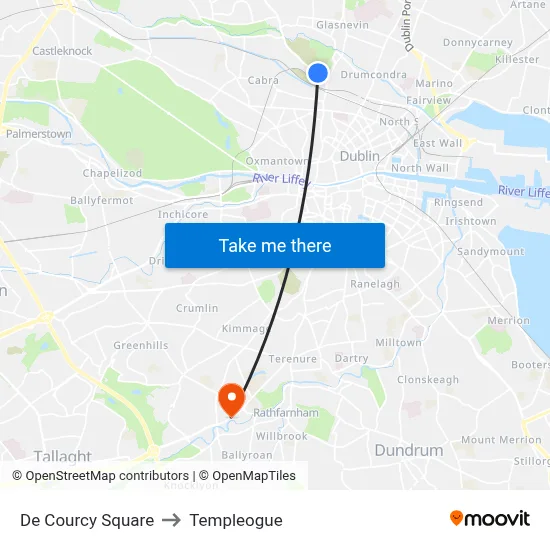 De Courcy Square to Templeogue map