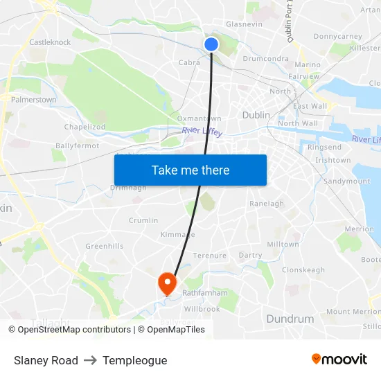 Slaney Road to Templeogue map