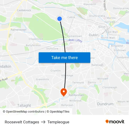 Roosevelt Cottages to Templeogue map