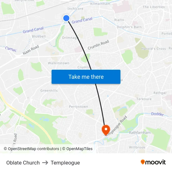 Oblate Church to Templeogue map