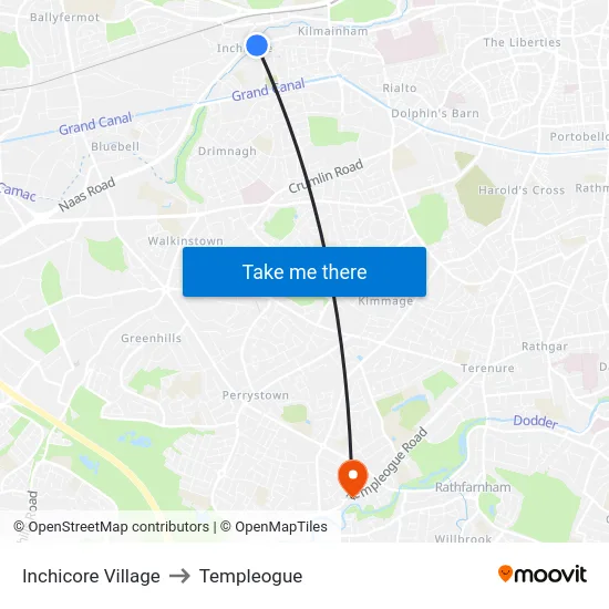 Inchicore Village to Templeogue map