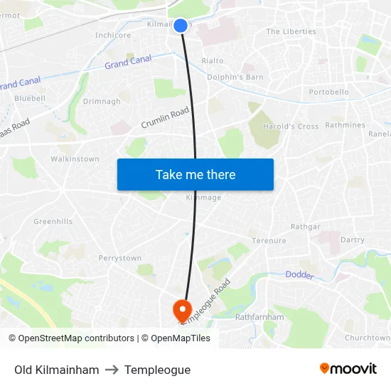 Old Kilmainham to Templeogue map