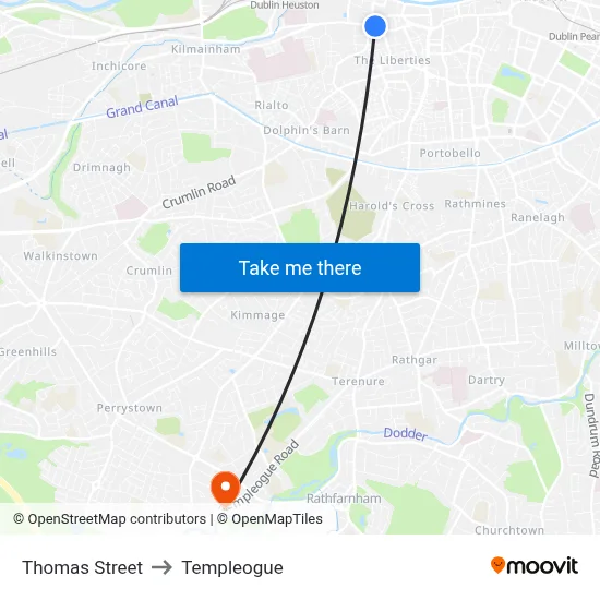Thomas Street to Templeogue map