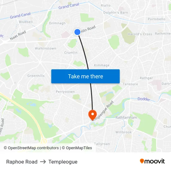 Raphoe Road to Templeogue map