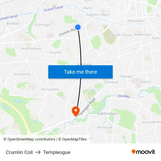 Crumlin Coll to Templeogue map