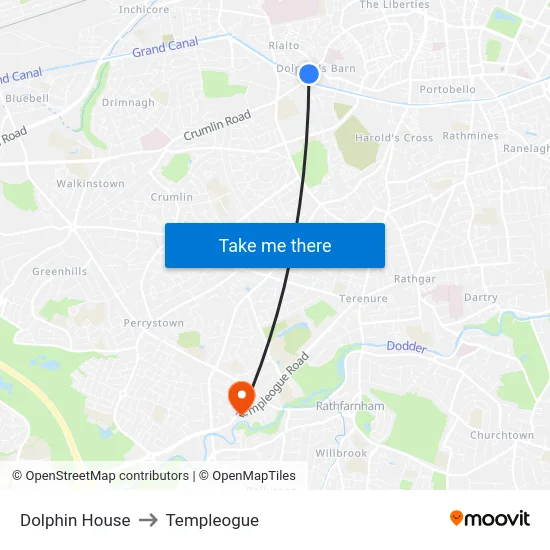 Dolphin House to Templeogue map