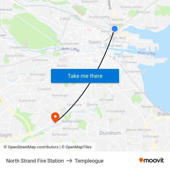 North Strand Fire Station to Templeogue map
