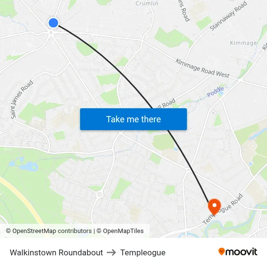 Walkinstown Roundabout to Templeogue map