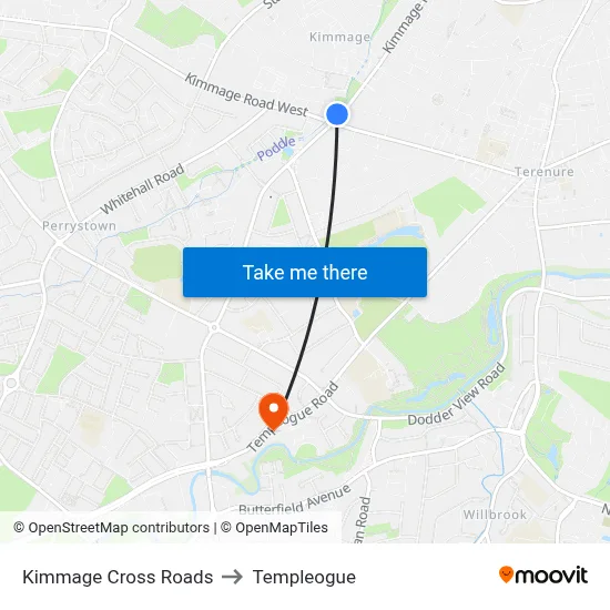 Kimmage Cross Roads to Templeogue map