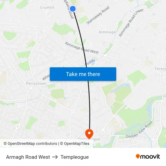 Armagh Rd West to Templeogue map