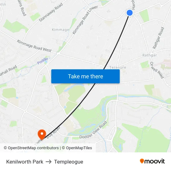 Kenilworth Park to Templeogue map