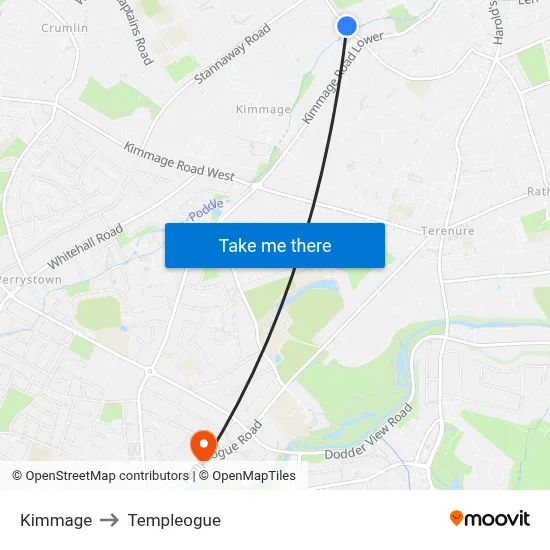 Kimmage to Templeogue map