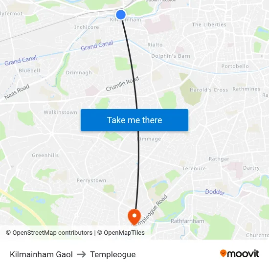 Kilmainham Gaol to Templeogue map