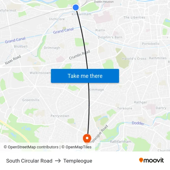 South Circular Road to Templeogue map