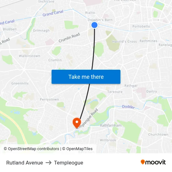 Rutland Avenue to Templeogue map