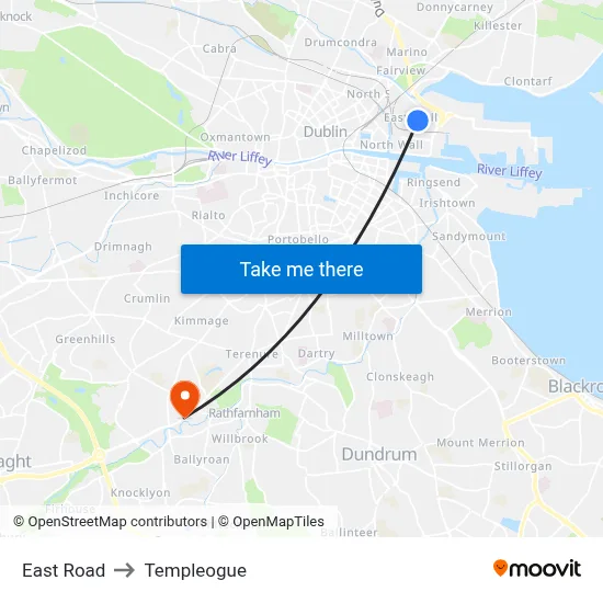 East Road to Templeogue map