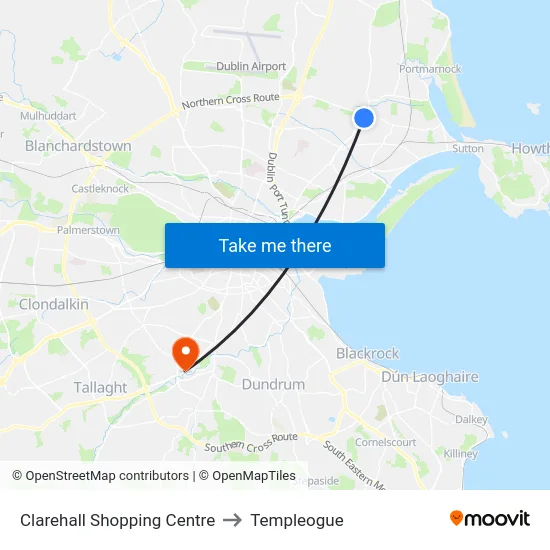 Clarehall Shopping Centre to Templeogue map