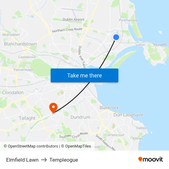 Elmfield Lawn to Templeogue map
