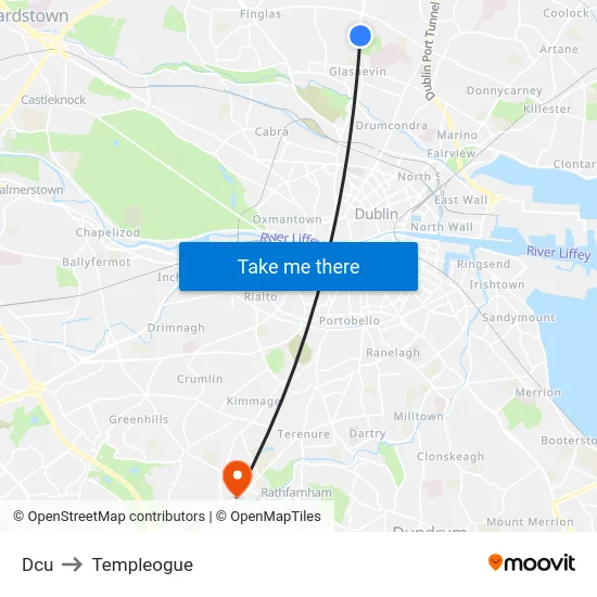 Dcu to Templeogue map