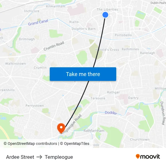 Ardee Street to Templeogue map
