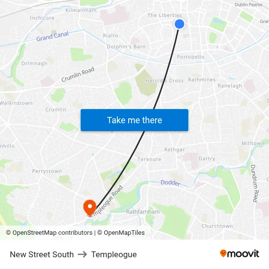 New Street South to Templeogue map