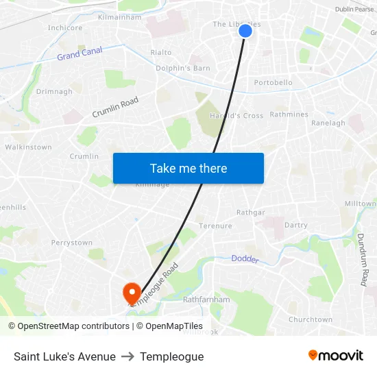 Saint Luke's Avenue to Templeogue map