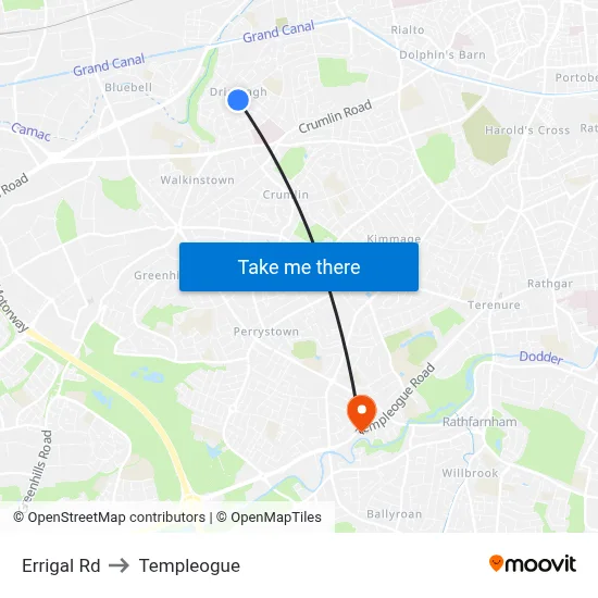 Errigal Rd to Templeogue map