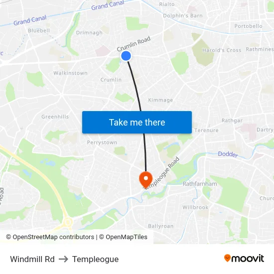 Windmill Rd to Templeogue map