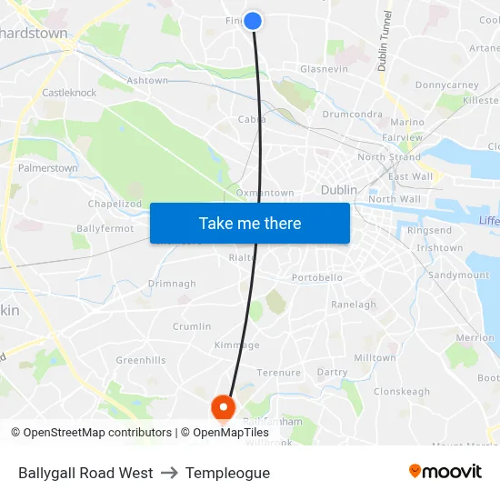 Ballygall Road West to Templeogue map
