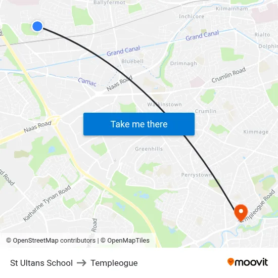 St Ultans School to Templeogue map