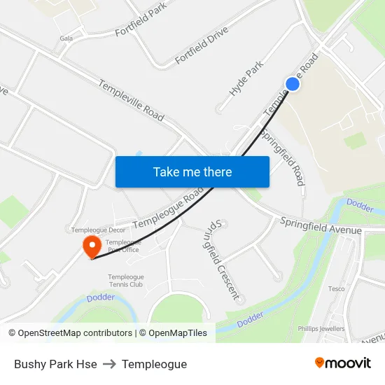 Bushy Park Hse to Templeogue map