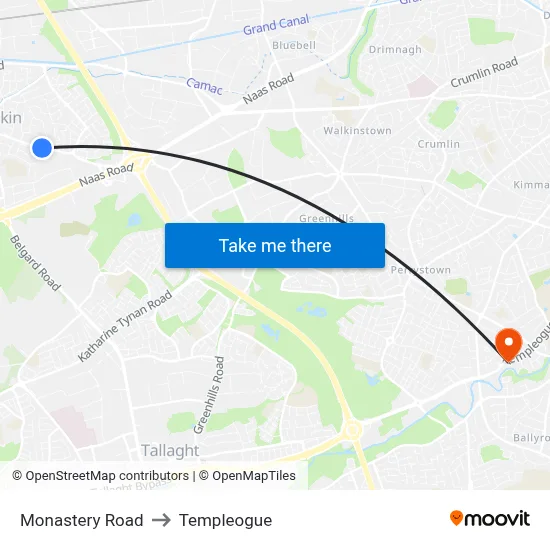 Monastery Road to Templeogue map