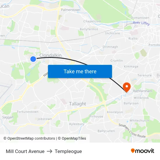 Mill Court Avenue to Templeogue map