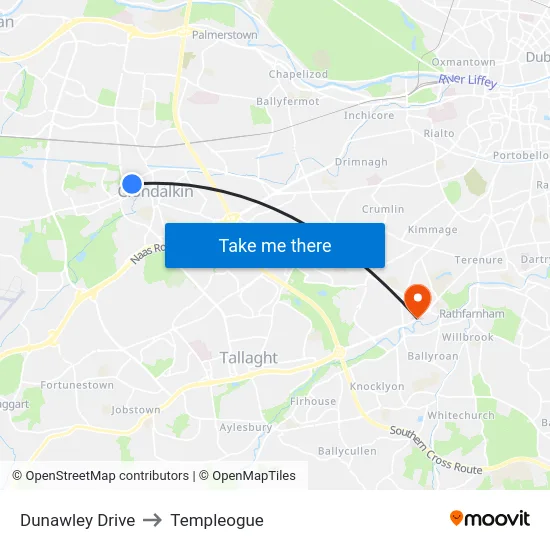 Dunawley Drive to Templeogue map