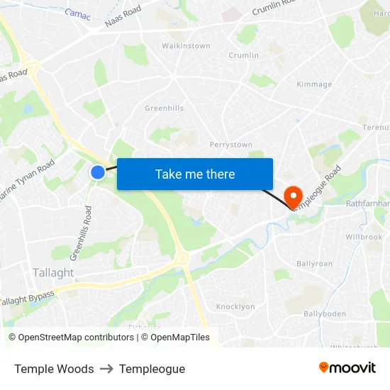 Temple Woods to Templeogue map