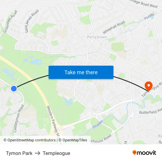Tymon Park to Templeogue map