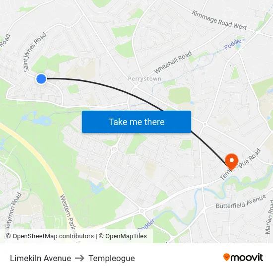 Limekiln Avenue to Templeogue map