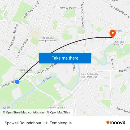 Spawell Rnbt to Templeogue map