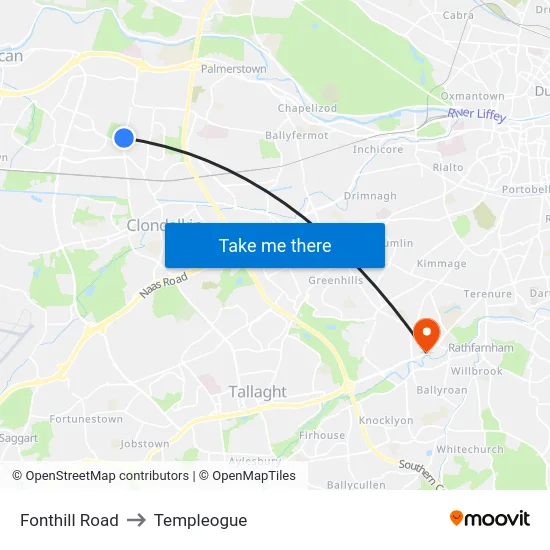 Fonthill Road to Templeogue map
