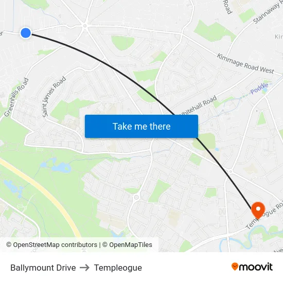 Ballymount Drive to Templeogue map