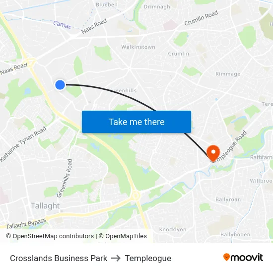 Crosslands Business Park to Templeogue map